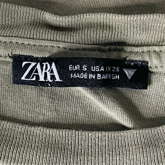 Zara Cropped Short Sleeve TShirt Olive Green Size Small - Picture 4 of 8